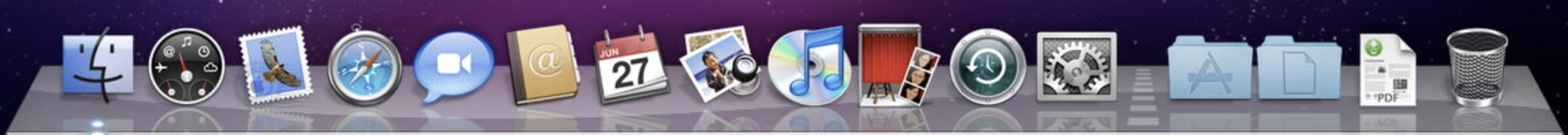 The shiny Dock introduced in Mac OS X Leopard